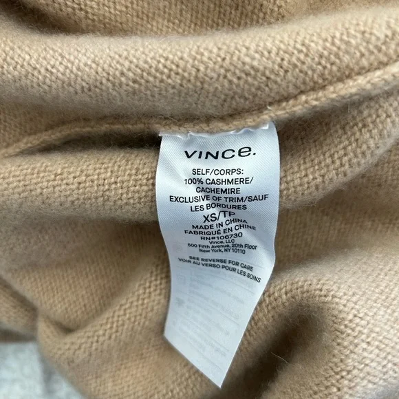 VINCE Tan 100% Cashmere Sweater XS - Picture 8 of 10